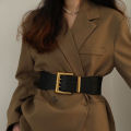 High Quality Retro Elastic Wide Belt Gold Buckle Ladies Fashion Suit Coat Girdle Waist Belts for Women Luxury Designer Brand. 