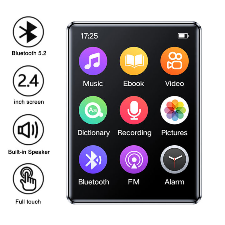 MP3 Music Player with Bluetooth 5.0 HiFi MP4 Walkman Full Touch Screen Built-in Speaker Recorder Camera Video Player FM/E-book