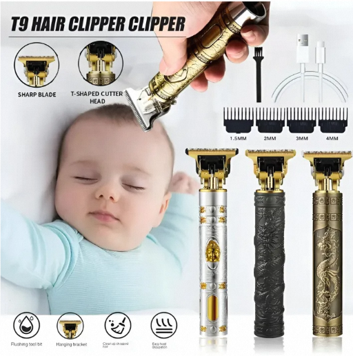 Plastic%20T9%20Vintage%20Men's%20Hair%20Clipper%20Electric%20Shaver%20Rechargeable%20Hair%20Trimmer%20Beard%20Clipper%20For%20Barber%20Hair%20Cutting%20-%20Image%202