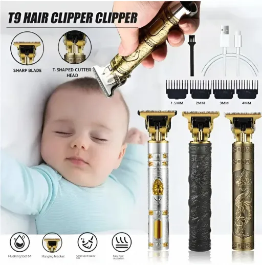 Plastic%20T9%20Vintage%20Men's%20Hair%20Clipper%20Electric%20Shaver%20Rechargeable%20Hair%20Trimmer%20Beard%20Clipper%20For%20Barber%20Hair%20Cutting%20-%20Image%202