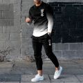 Men Clothes Set Fashion Long Sleeved T Shirt+Trousers Casual Tracksuit 2 Piece Suit Spring Male Sportswear Streetwear Oversized.
