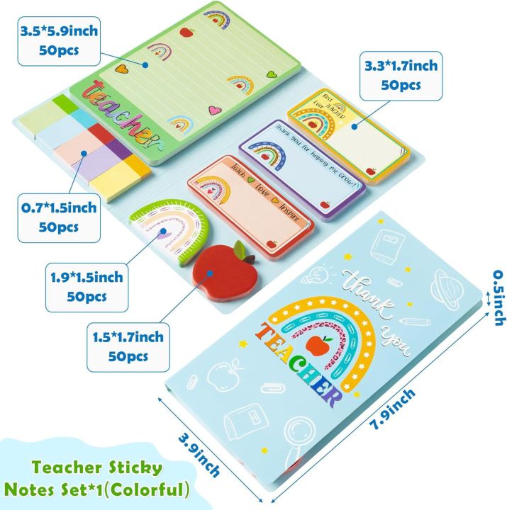 Teachers'%20Day%20Theme%20Sticky%20Note%20Combination%20This%20multi-piece%20set%20of%20cute%20school%20themed%20handbill%20stickers%20cartoon%20Sticky%20notes%20-%20Image%202