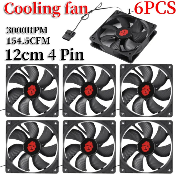 12cm 3000RPM Fan Cooling 12V PC Case Radiator Cooler 120MM Big 4Pin ...