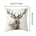 1pc Decorative Throw Pillow Cover Modern European Retro Deer HeadSingle Side Printing Decoration Home Sofa Car Cushion Cover.