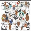 50 pcs bare bear stickers for laptop guitar phone case. 