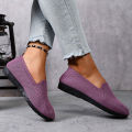 Women's new solid-color knitted loafers: lightweight, non-slip, flat casual shoes that are versatile and breathable.. 
