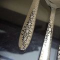 Stainless Steel Table Spoons with Laser Check Design/Laser Flower Design(Set of 6). 
