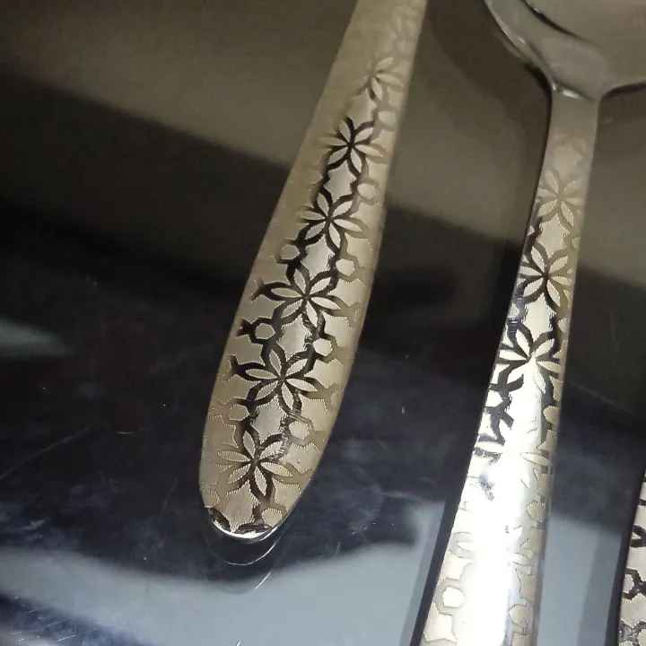 Stainless%20Steel%20Table%20Spoons%20with%20Laser%20Check%20Design/Laser%20Flower%20Design(Set%20of%206)%20-%20Image%203