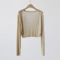 Short Ice Silk Knitted Sun Protection Cardigan Women's Thin Summer Suspender Skirt Layered Gauze Jacket Air-conditioned Cover Up. 