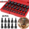10Pcs Damaged Screw Extractor Drill Bit Set Screw Remover Tool Hex Head Easy Out Bolt Extractor Spiral Broken For Nuts Bolts.