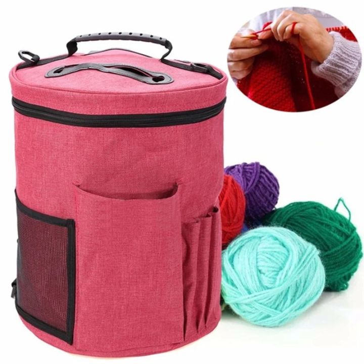 Yarn Storage Bag Round Knitting Wool Yarn Bags Organizer Crochet Sewing Needles Handbag Weave Tools Accessories Bowl Crafts Tote