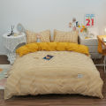 100% Cotton Duvet Cover Set,Bedding Set With Plaid Stripe,Skin Friendly Breathable,1 Duvet Cover,2 Pillowcase,Japan Simple Style.