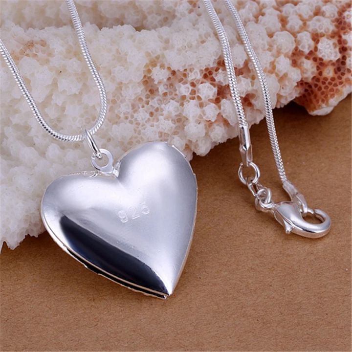Hot%20925%20Sterling%20Silver%20Photo%20Frame%20Pendant%20Necklace%2018/20/22/24%20Inch%20Snake%20Chain%20For%20Woman%20Charm%20Wedding%20Fashion%20Jewelry%20-%20Image%202