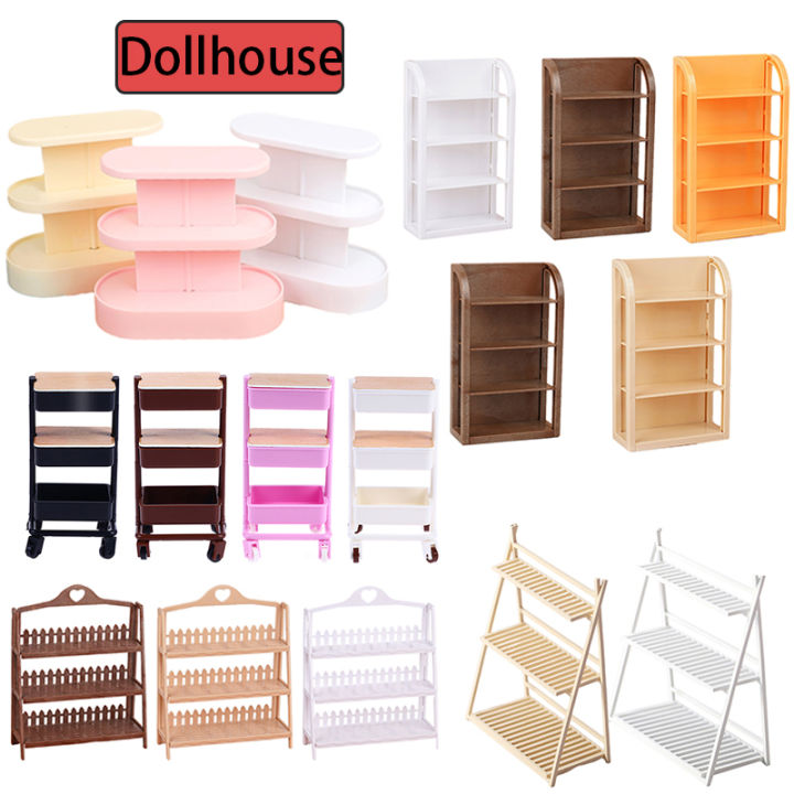 1Pc 1/12 Dollhouse Display Shelf Bread Rack Flower Stand Model Dollhouse Mini Furniture Decoration Dolls House Accessories