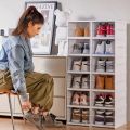 Shoes Box Foldable Transparent Sneaker Shoe Storage Organizers Box Stackable Dustproof High-top Cabinet Shoe Rack Shelf.