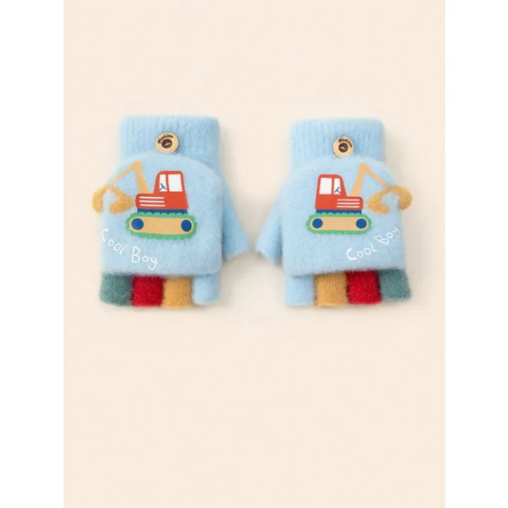 1%20Pair%20Kids%20Boys%20Girls%20Cartoon%20Excavator%20Half%20Finger%20Flip%20Cover%20Winter%20Warm%20Gloves,%20Toddler%20Outdoor%20Knitted%20Cold-Proof%20Mittens%20-%20Image%206