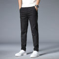 Summer Thin Casual Pants Men Cotton Stretch Slim Fit Elastic Waist Business Classic Korean Trousers Male Khaki Black Green 28-38. 