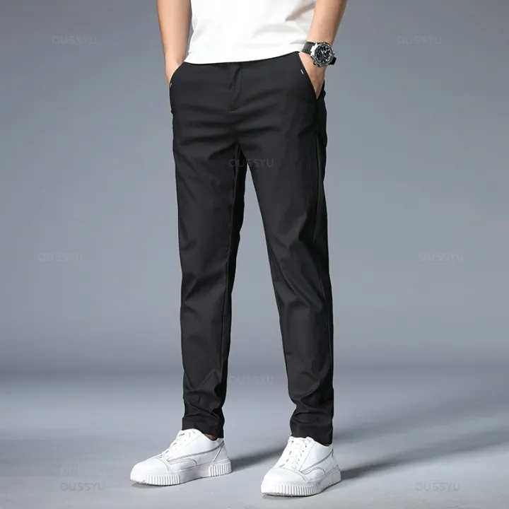 Summer%20Thin%20Casual%20Pants%20Men%20Cotton%20Stretch%20Slim%20Fit%20Elastic%20Waist%20Business%20Classic%20Korean%20Trousers%20Male%20Khaki%20Black%20Green%2028-38%20-%20Image%207