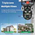 4K HD Triple Lens Camera CCTV Three Screen WIFI IP Camera Outdoor 4K Lens PTZ Camera Ai Human Detection IP66 Waterproof CCTV Video Security Camera iCsee. 