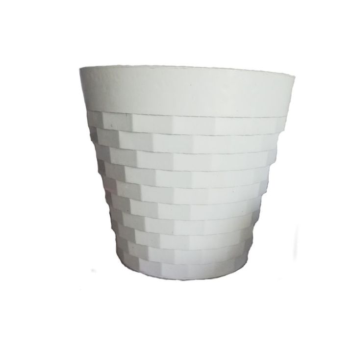 5%20Pcs%20Flower%20pots%20diameter%2020cm%20height%2018cm%20/%20Diamond%20design%20high%20quality%20plastic%20pots%20white%20color%20-%20Image%203