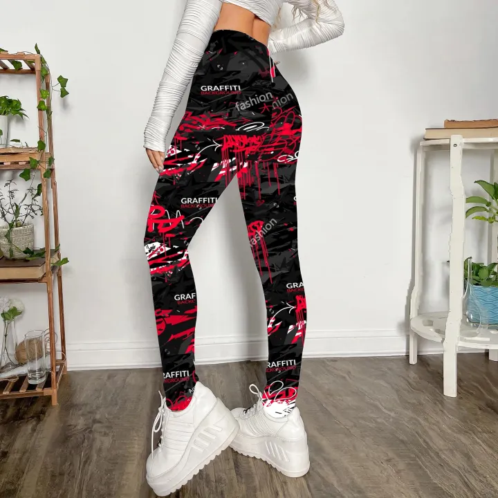 Fashion%20Trend%20Personality%20Graffiti%20Printed%20Leggings%20Women's%20High%20Stretch%20Leggings%20Letter%20Printed%20Slim-fit%20Nine-point%20Pants%20-%20Image%202