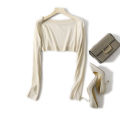 Long Sleeve Crop Cardigan for Women Plain Shrug Top Open Front Knitted Sweater Jacket Summer Teen-girl Fairycore Outfit. 