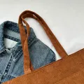 Women Corduroy Tote Bag with Pockets Compartments Large Capacity Shoulder Bags Casual Shopping Bag Handbags for School Work. 
