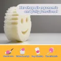 Free dual-sided scrubber + sponge (Scrub Daddy®) White smile face sponge. 