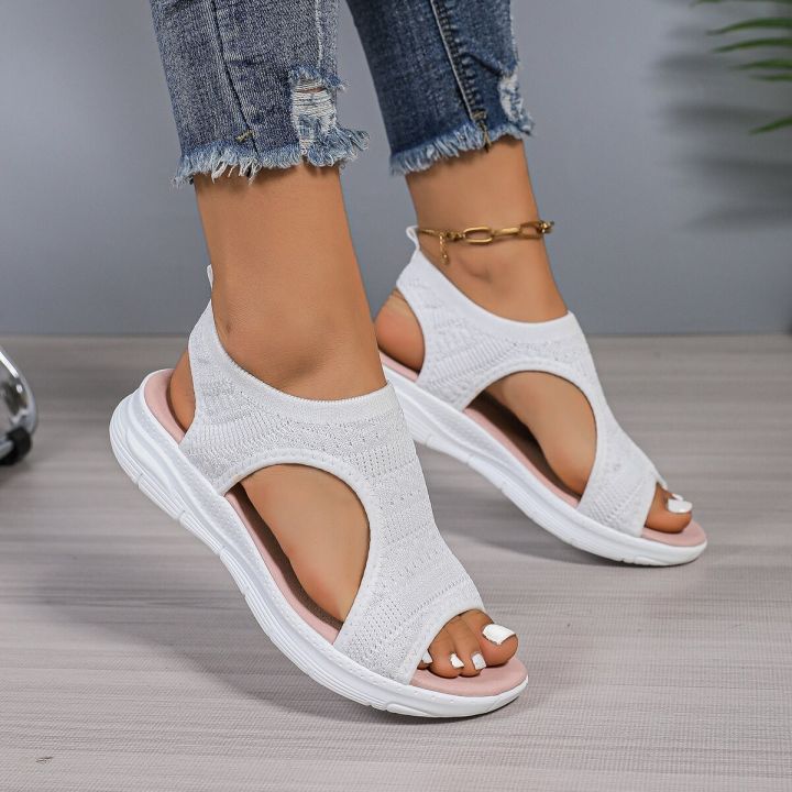 Fashionable%20New%20Style%20Elegant%20Mesh%20Wedge%20Heel%20Sandals%20Summer%20Round%20Toe%20Comfortable%20Anti%20Slip%20Fish%20Mouth%20Casual%20Sandals%20-%20Image%203