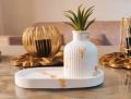 Beautiful Concrete Hand made Mini Vase and Mini Oval Tray | White and Golden colour vase and Oval Tray| Minimal design || Decorative vase and Oval tray| Home decor | Concrete Home decor | Dry flowers vase and Oval Tray. 