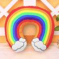 INS Style U Shaped Pillow Frog Strawberry Rainbow Cushion Neck Pillow Car Travel Inflatable Pillow Travel Accessories For Adult. 