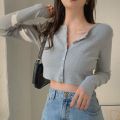 Autumn Spring Slimming Machine Short Top Cardigan Long Sleeve T-shirt One Size. 