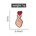 Hand Heart Gesture Enamel Pins Custom Sign Language Brooches Lapel Badges Jewelry for Lover.