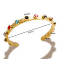 New Fashion Stainless Steel Gold Plated Colorful Birthstone Bracelet Cubic Zirconia Cuff Bangle for Women Wedding Party Jewelry. 
