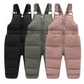 2024 Winter Down Overalls Pants Autumn Boys Girls Thick Warm Pants Kids High Quality Trousers New Children Ski Down Jumpsuit. 