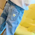 New arrival lovely daisy flower long jeans kids jeans girls jeans. 