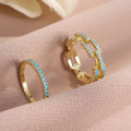 ZAKOL New Turquoise Zircon Finger Ring Set for Women Men Exquisite Original Design Engagement Party Jewelry .