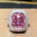 Huitan Personality Big Pink Cubic Zirconia Wedding Rings for Women Romantic Bridal Marriage Ceremony Party Rings Fashion Jewelry.