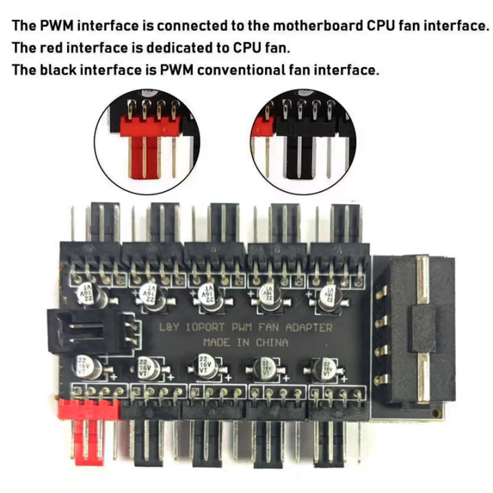 4Pin%2010%20Port%20PC%20Case%20Fan%20Hub%20PWM%20Controller%20SATA%20Power/Large%204P%20Splitter%20Motherboard%20Cooler%20Cooling%20Fan%20Cable%20-%20Image%204