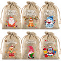 2025 Christmas Burlap Drawstring Candy Bag Santa Gift Bag Christmas Decoration for Present Bag Halloween Christmas New Year.