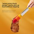 Heat-resistant silicone food tongs kitchen tool stainless steel food tongs anti-scald steak tongs barbecue tongs bread tongs.