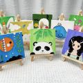 Canvas Paint Set with Paint Tools DIY Painting Kit with Pre-Drawn Canvas + Mini Wooden Stands Kids School Children's Day Gifts. 