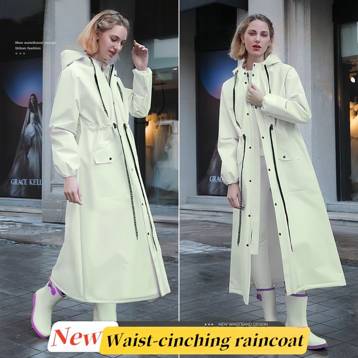 New adult waist-cinching raincoat, unisex, single-wear, long, full-body electric bicycle riding rain poncho