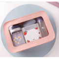 LUSQI Minimalist Transparent PVC Waterproof Cosmetic Leather Makeup Bag Travel Portable Toiletry Bag.