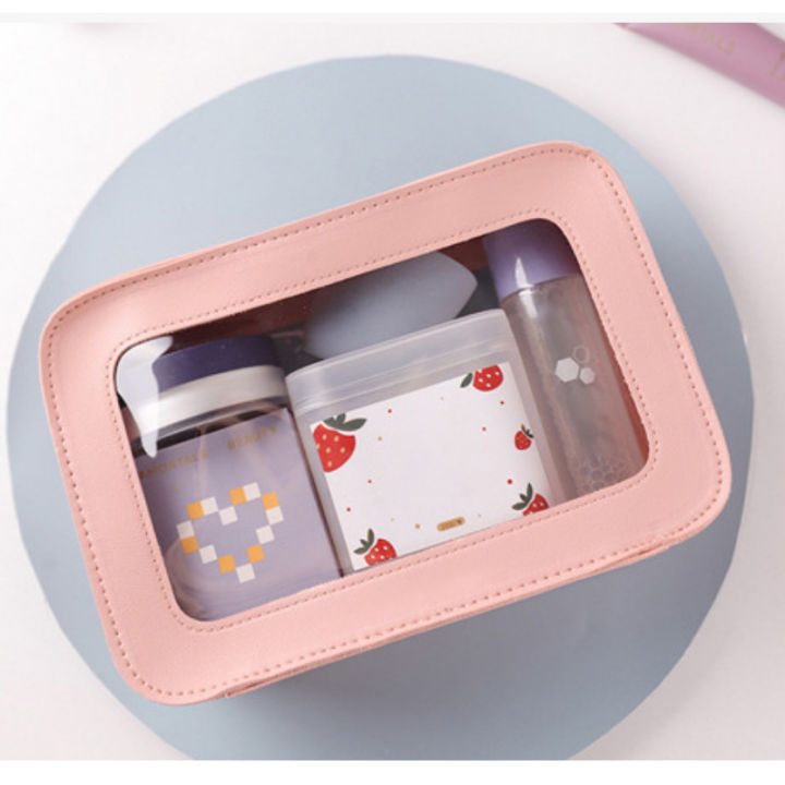 LUSQI%20Minimalist%20Transparent%20PVC%20Waterproof%20Cosmetic%20Leather%20Makeup%20Bag%20Travel%20Portable%20Toiletry%20Bag%20-%20Image%202