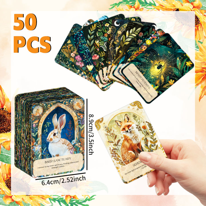 50pcs%20Spirit%20Animal%20Tarot%20Cards%20for%20Women,%20Inspirational%20Affirmation%20Cards,%20Guidance%20for%20Personal%20Growth,Love,Spiritual%20Journey%20-%20Image%202