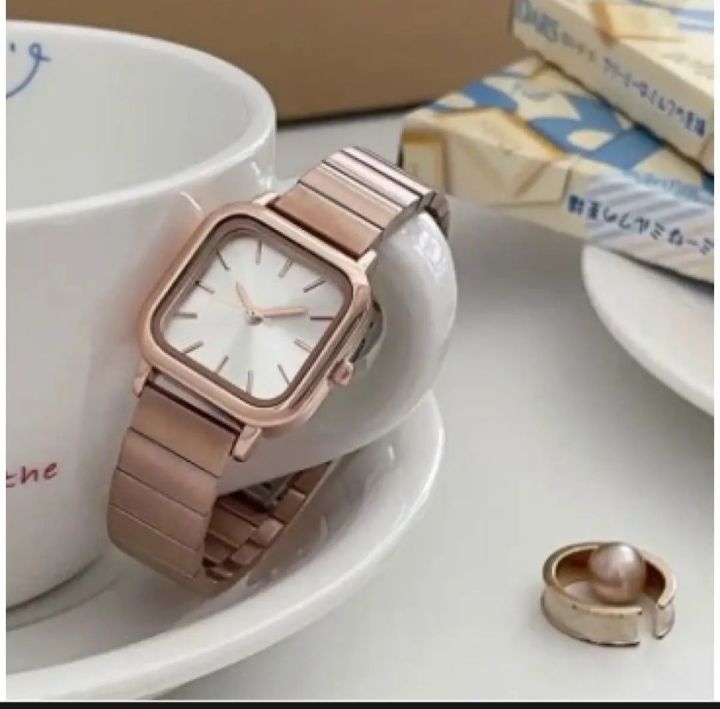 Current high quality square stainless steel analog watch for Women