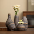 Vintage coarse pottery small vase, Japanese style living room dining table, hydroponic flower set, home decoration ornament. 