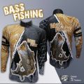 JK Thailand fishing shirts blue bass fish pattern UV protection 80-90% colors do not fall, dry quickly. 