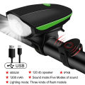 USB Rechargeable Bicycle Light Bike Front Light Waterproof Night Riding Bicycle Headlight With Horn. 